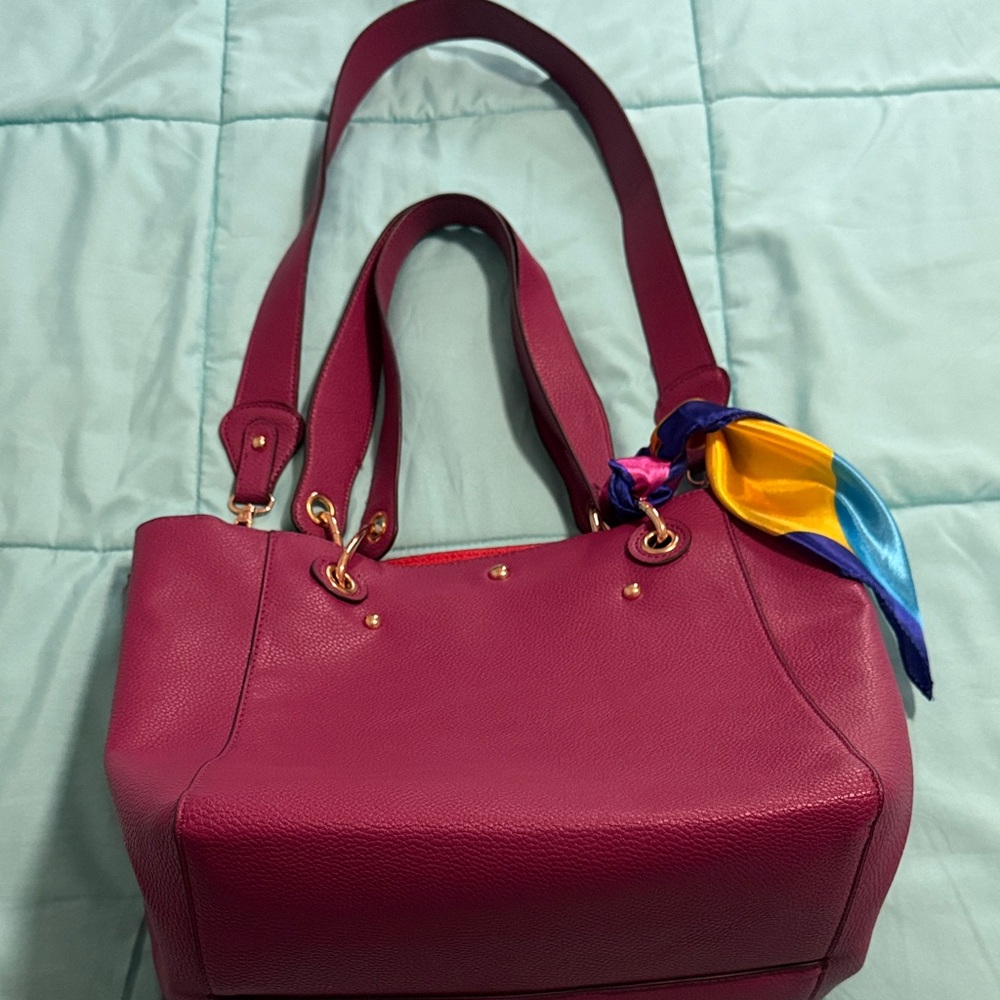 Women’s Magenta Tote Bag with Gold Hardware